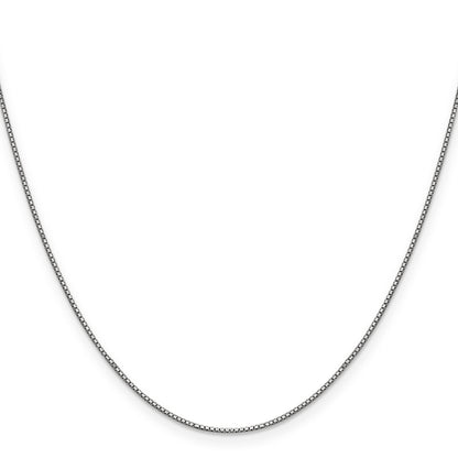 14K White Gold 18 Inch .9mm Box With Lobster Clasp Chain Necklace