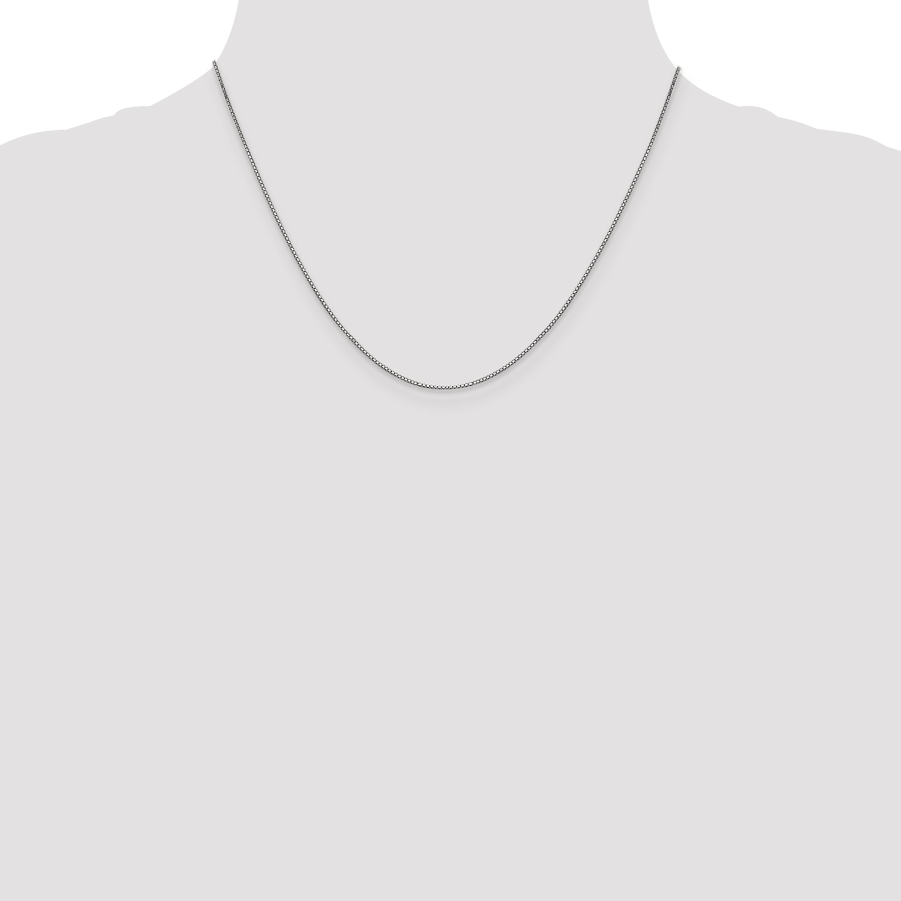 14K White Gold 18 Inch .9mm Box With Lobster Clasp Chain Necklace