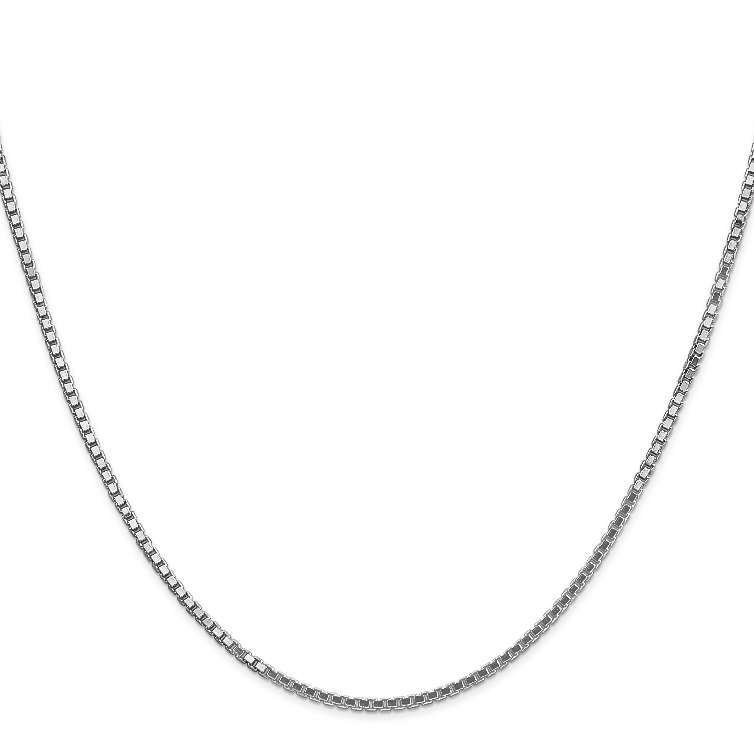 14K White Gold 18 Inch 1.5mm Box With Lobster Clasp Chain Necklace