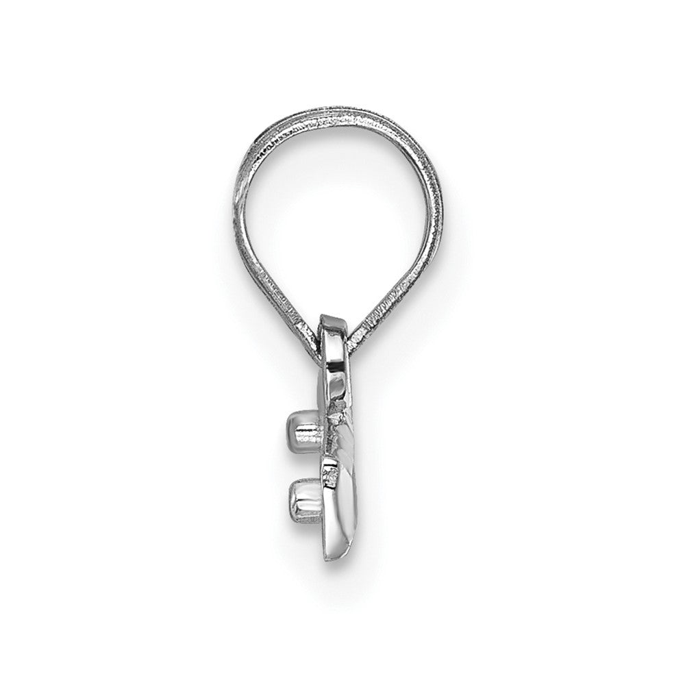 14k White Gold 14kw Large Brushed Diamond Cut Number Top Charm