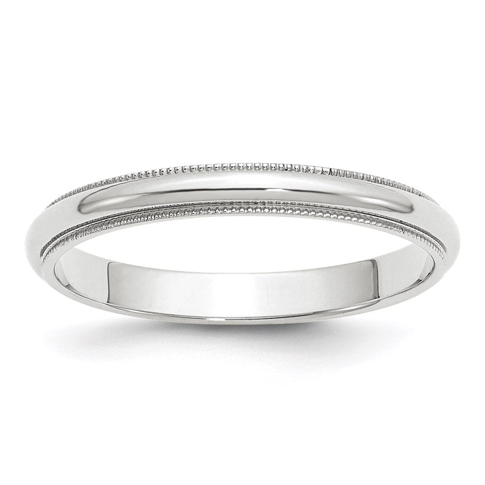 18k White Gold 3mm Milgrain Half Round Wedding Band Ring