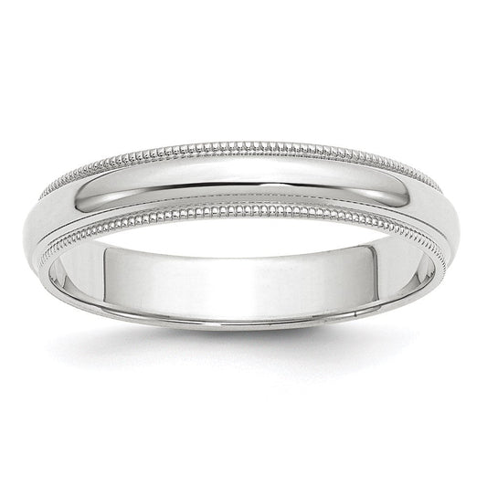 10k White Gold 4mm Milgrain Half Round Wedding Band Ring