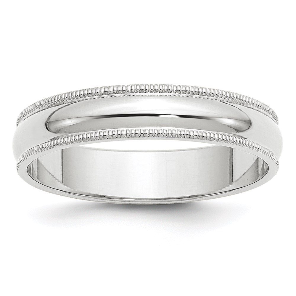 18k White Gold 5mm Milgrain Half Round Wedding Band Ring