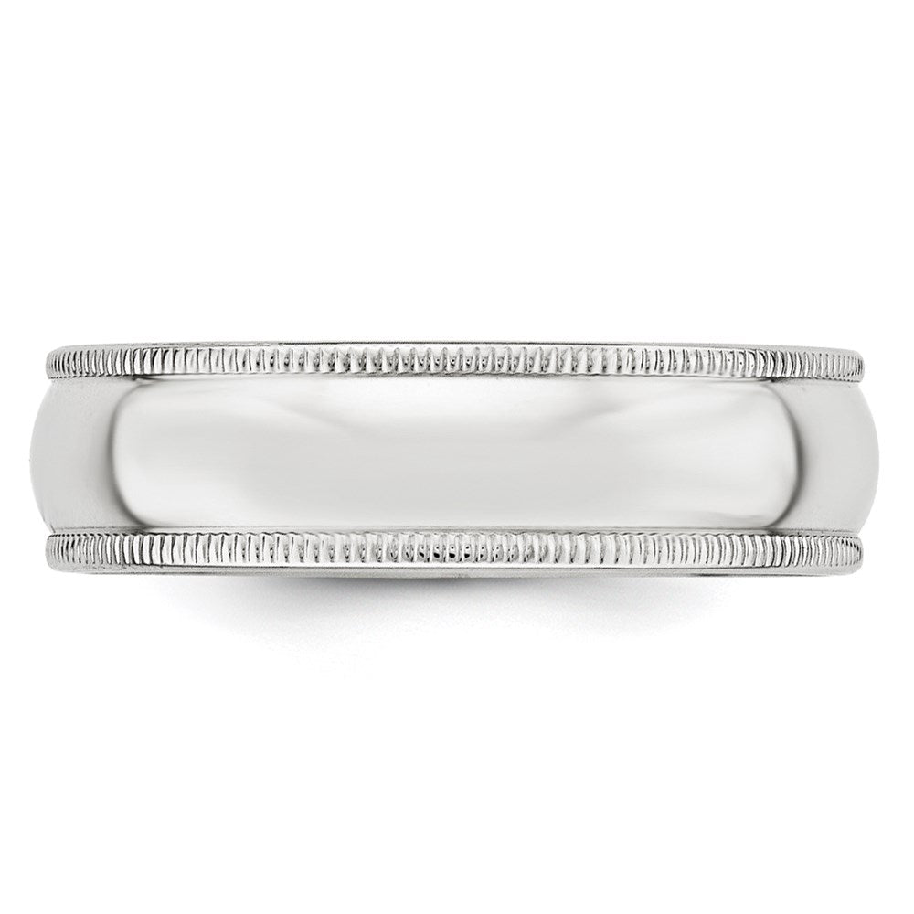 14k White Gold 6mm Milgrain Half Round Wedding Band Ring