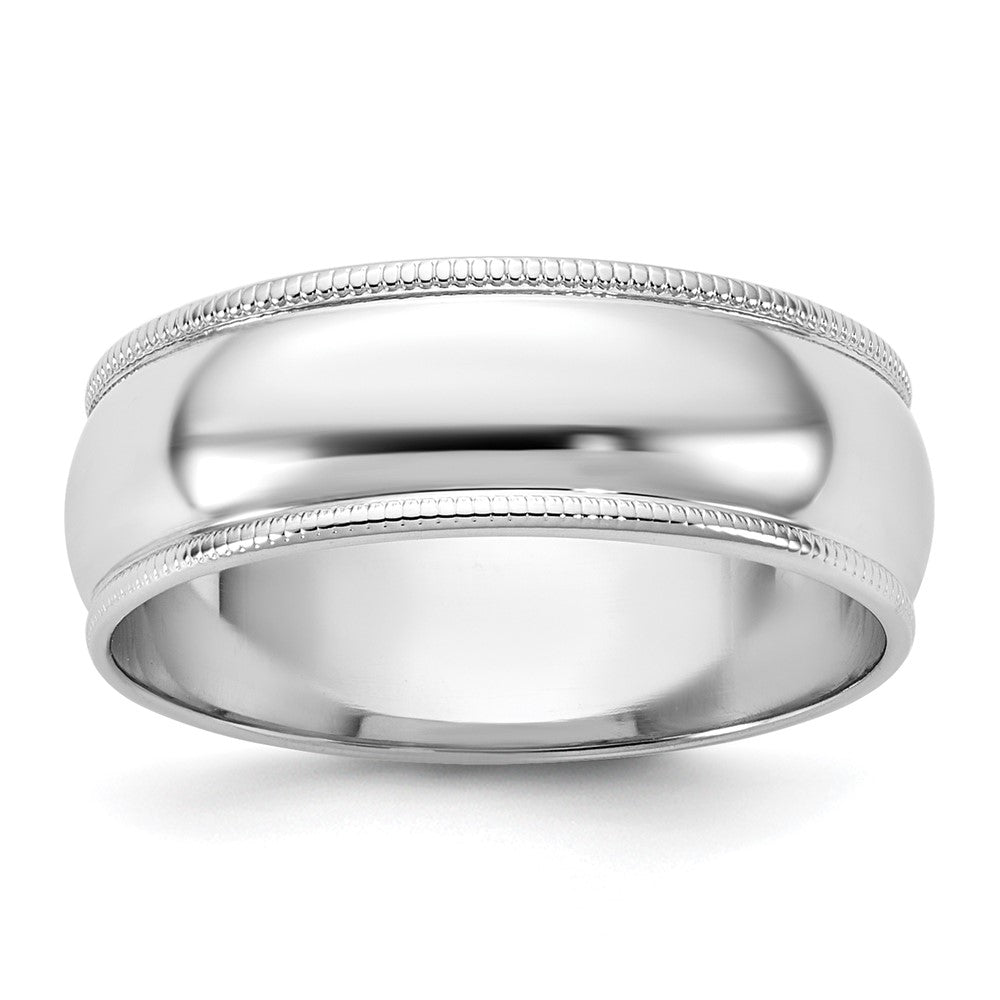 10K White Gold 10Kw 6.5mm Milgrain Half Round Band Size 12.5