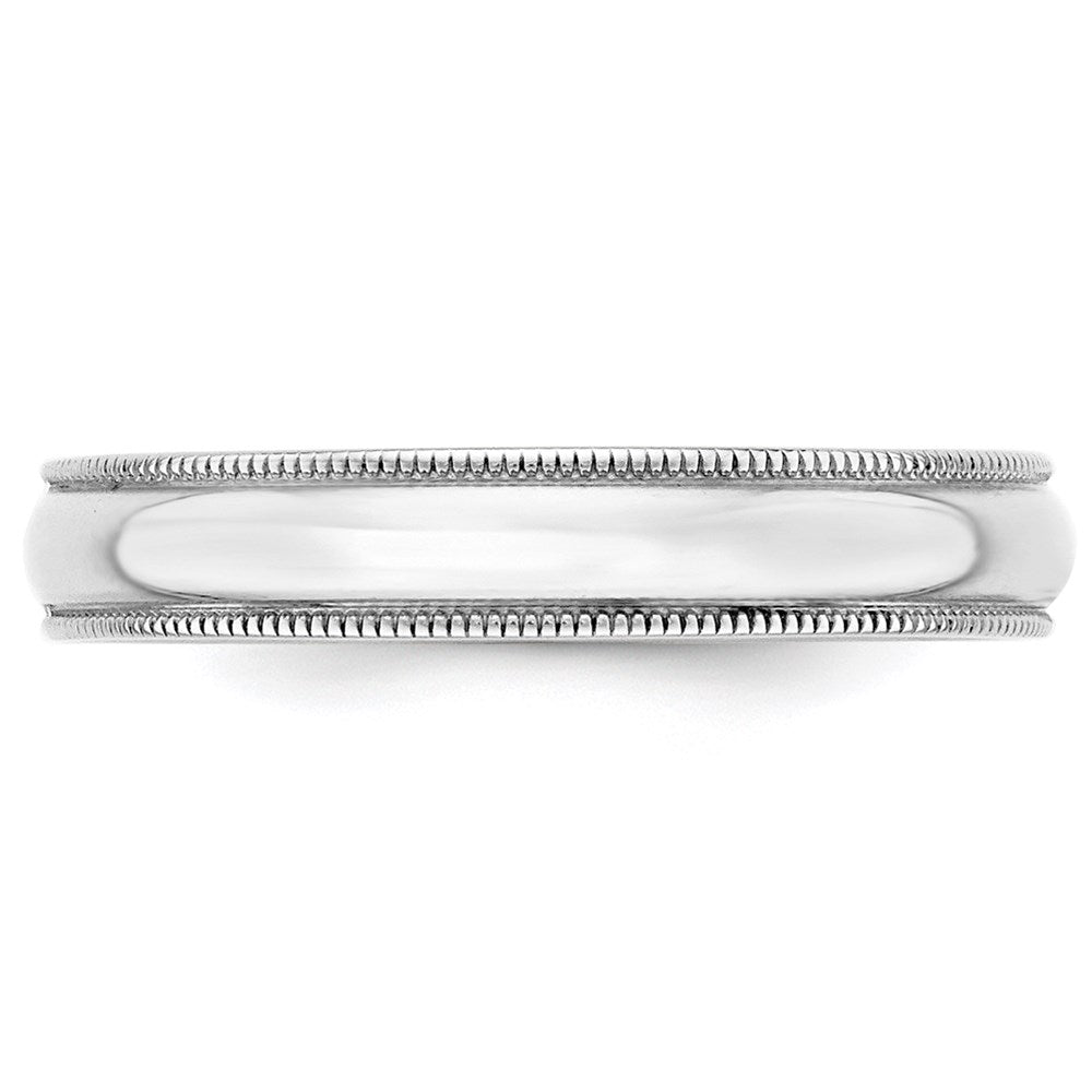 18k White Gold 4mm Lightweight Milgrain Half Round Wedding Band Ring