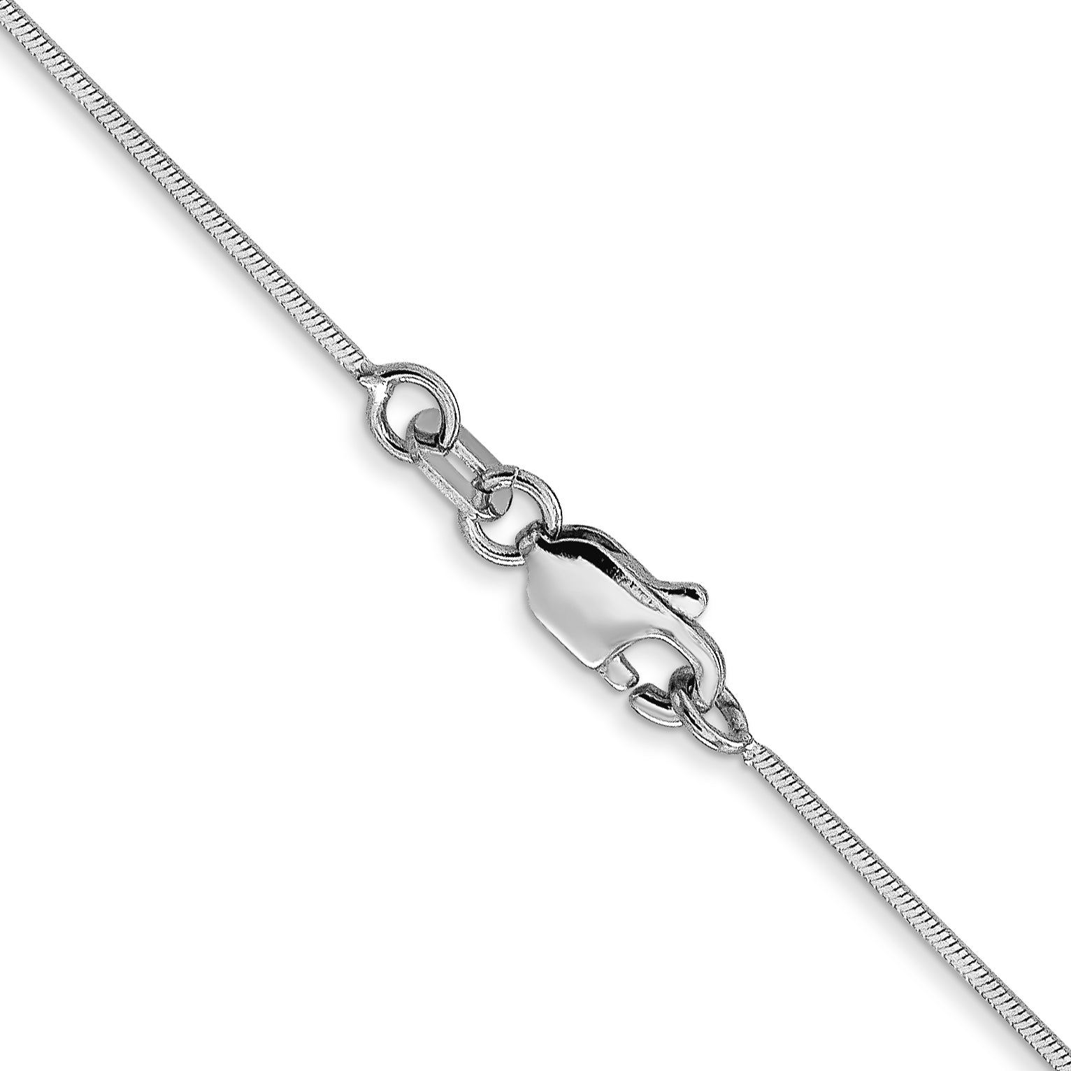 14K White Gold 16 Inch .6mm Octagonal Snake With Lobster Clasp Chain Necklace