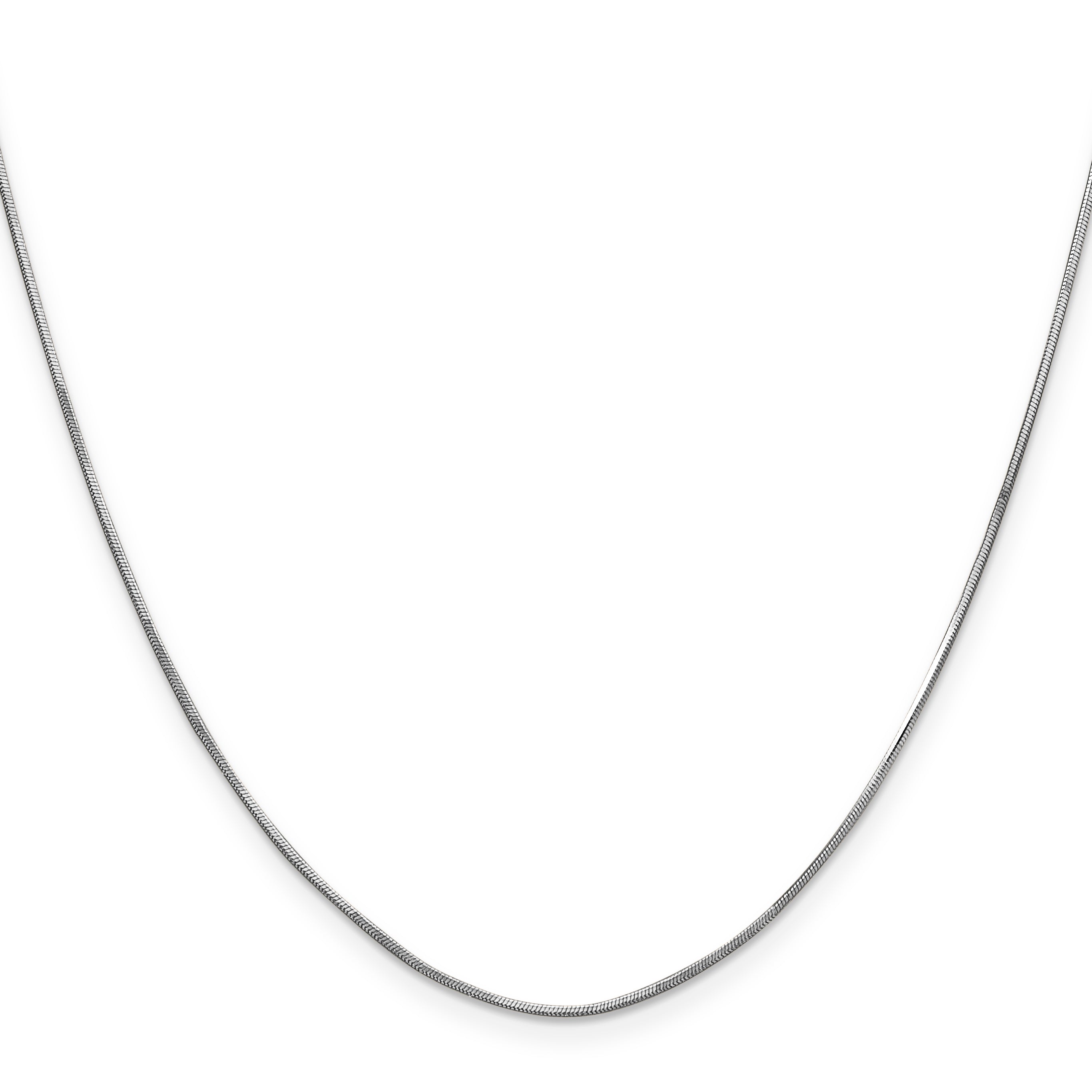 14K White Gold 20 Inch 1mm Octagonal Snake With Lobster Clasp Chain Necklace