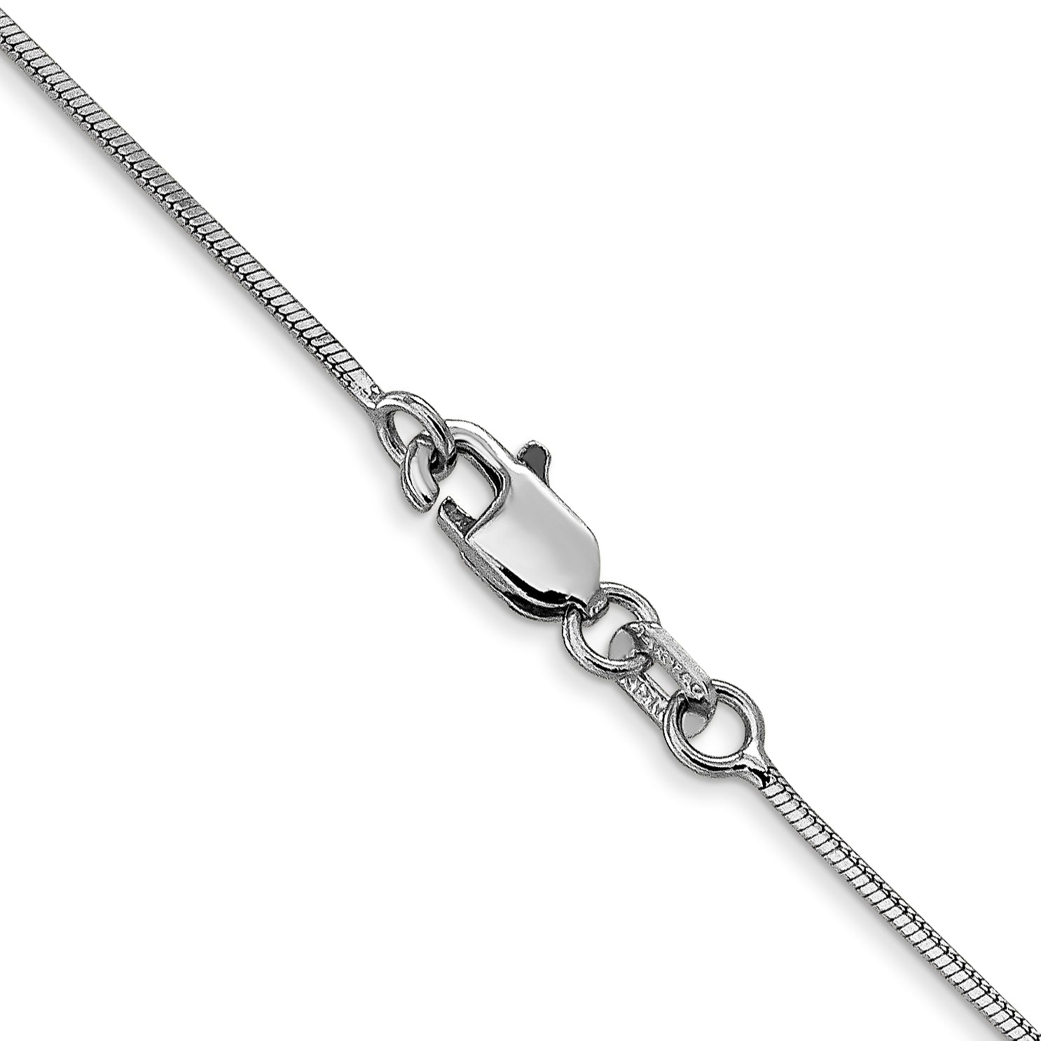 14K White Gold 16 Inch 1mm Octagonal Snake With Lobster Clasp Chain Necklace