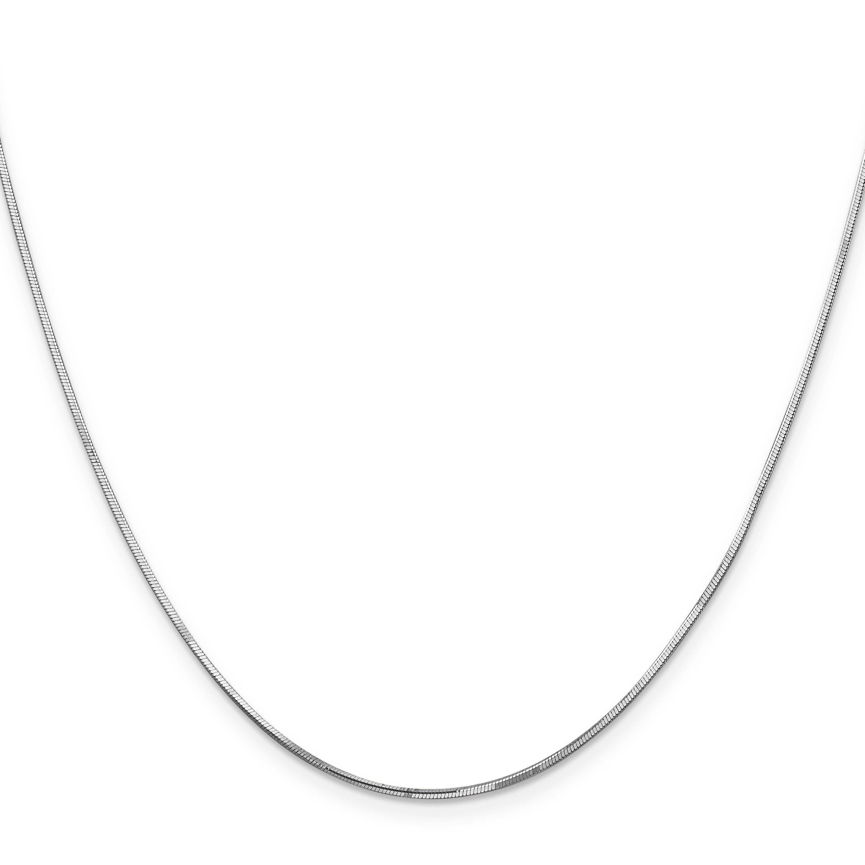 14K White Gold 20 Inch .9mm Octagonal Snake With Lobster Clasp Chain Necklace