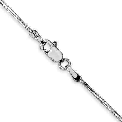 14K White Gold 30 Inch .9mm Octagonal Snake With Lobster Clasp Chain Necklace