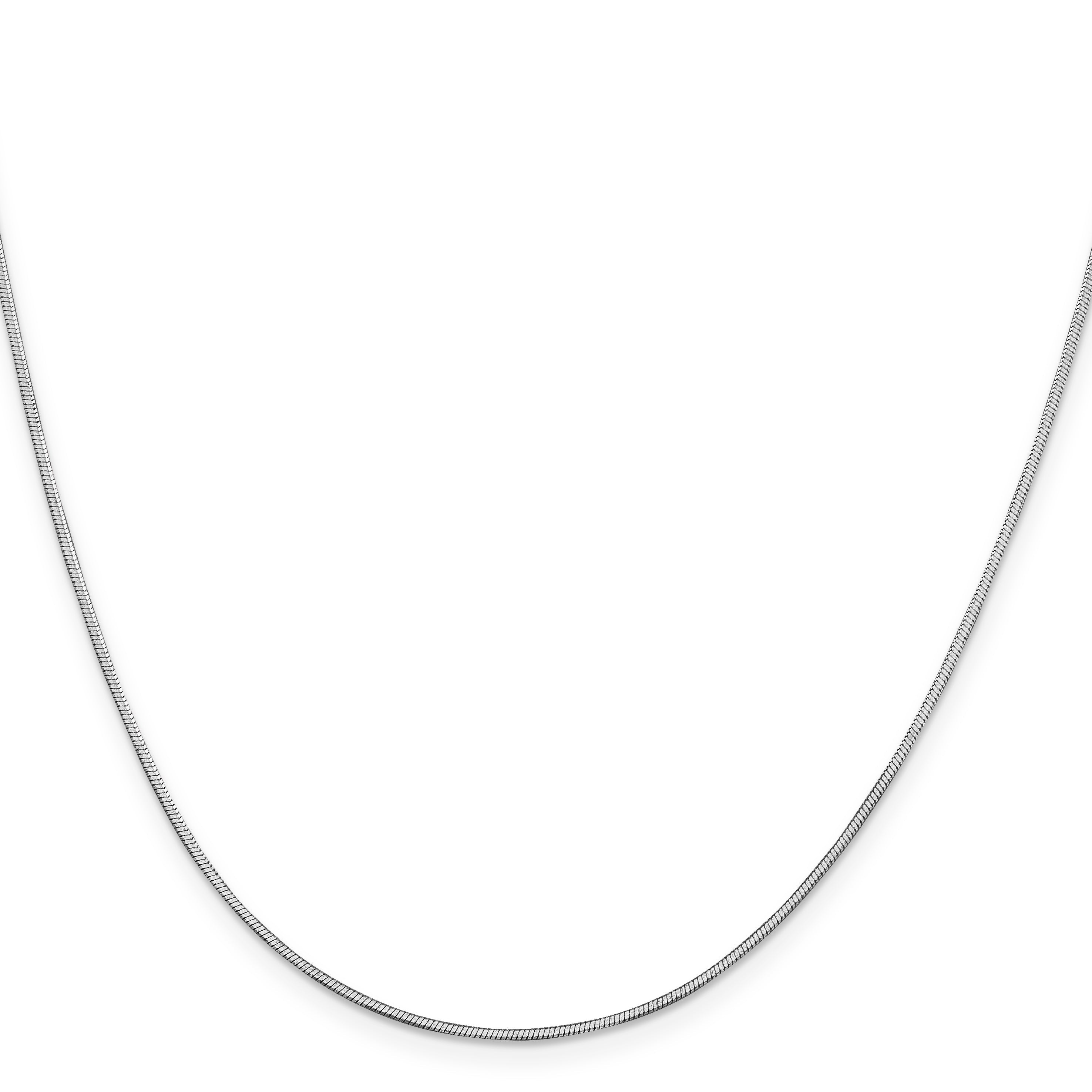 14K White Gold 18 Inch 1mm Octagonal Snake With Lobster Clasp Chain Necklace