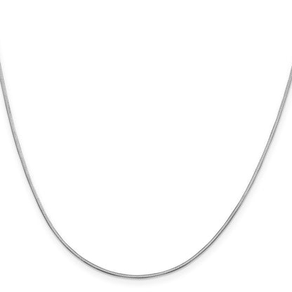 14K White Gold 20 Inch 1mm Octagonal Snake With Lobster Clasp Chain Necklace