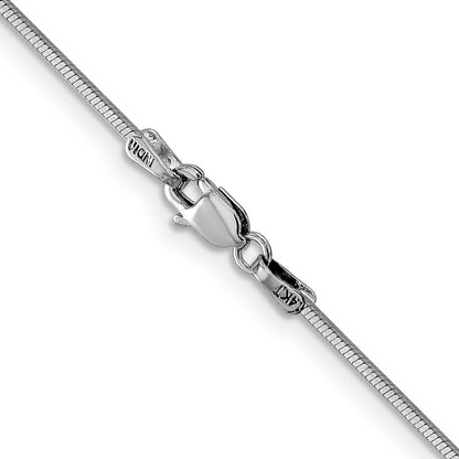 14K White Gold 20 Inch 1mm Octagonal Snake With Lobster Clasp Chain Necklace