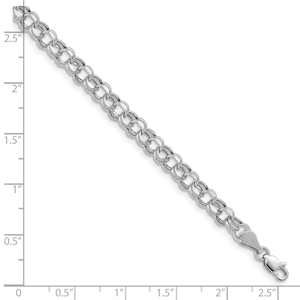 14K White Gold 5mm Hollow Double Link Charm Bracelet