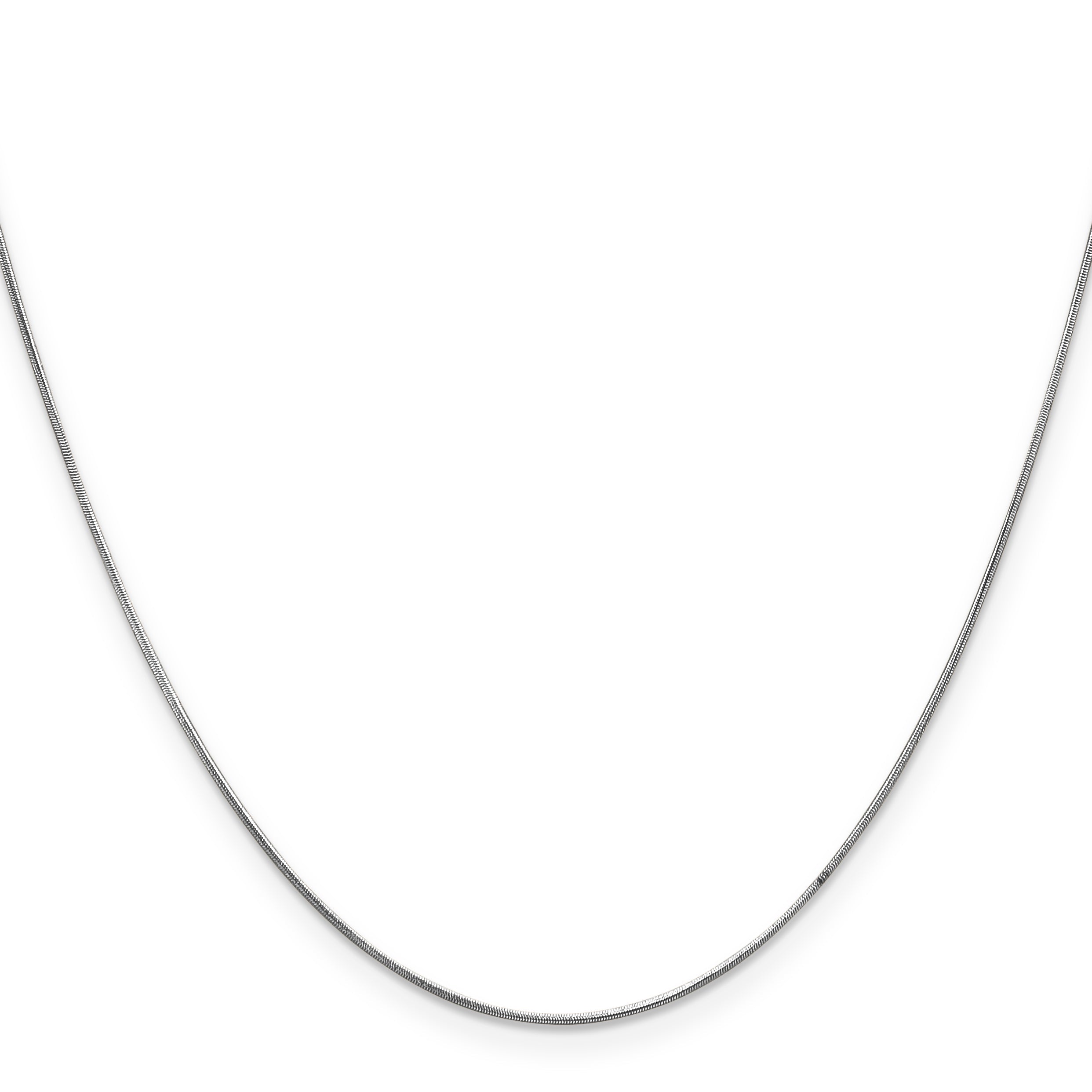 14K White Gold 18 Inch .6mm Round Snake With Lobster Clasp Chain Necklace