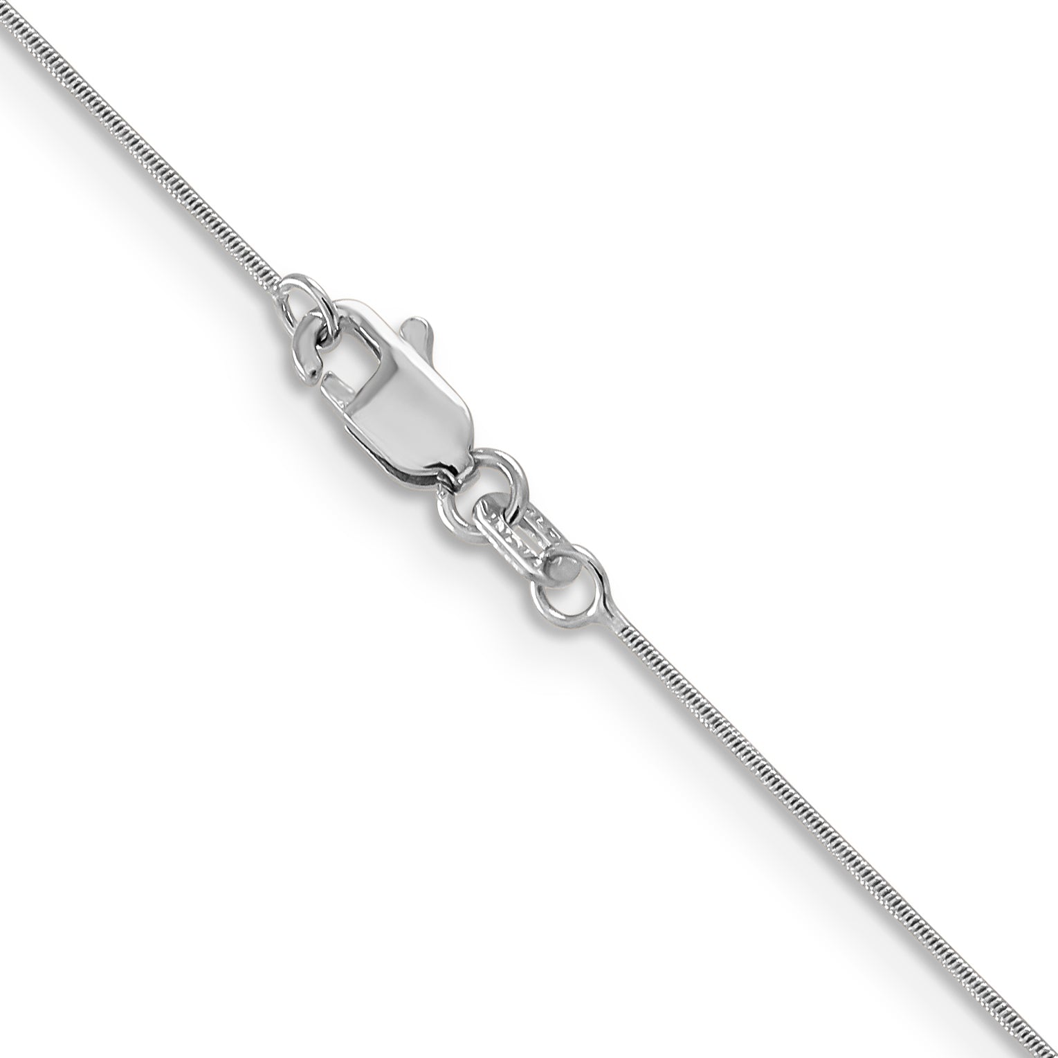 14K White Gold 16 Inch .6mm Round Snake With Lobster Clasp Chain Necklace
