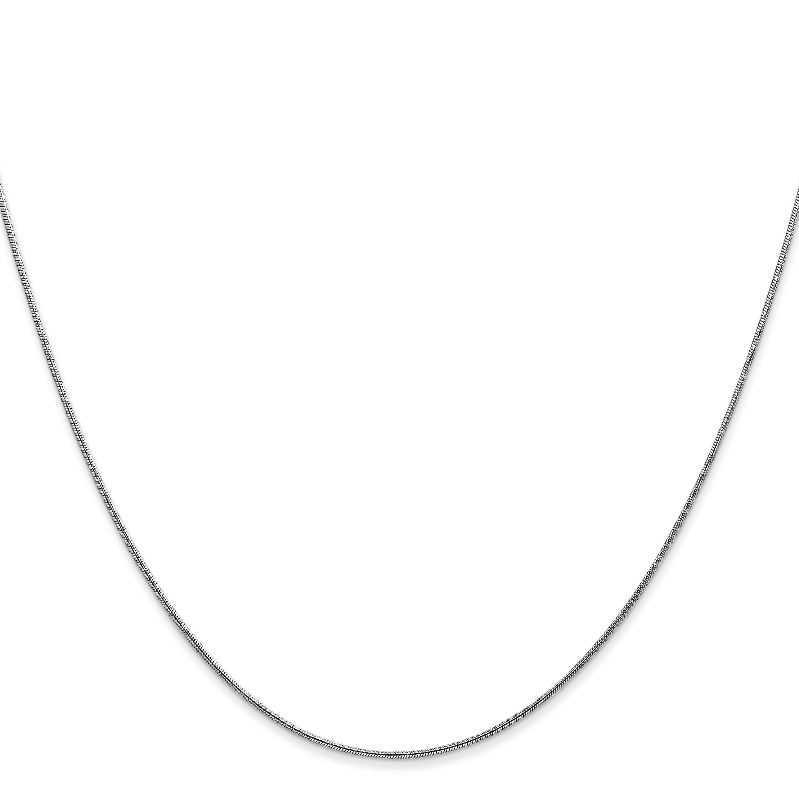 14K White Gold 20 Inch .8mm Round Snake With Lobster Clasp Chain Necklace