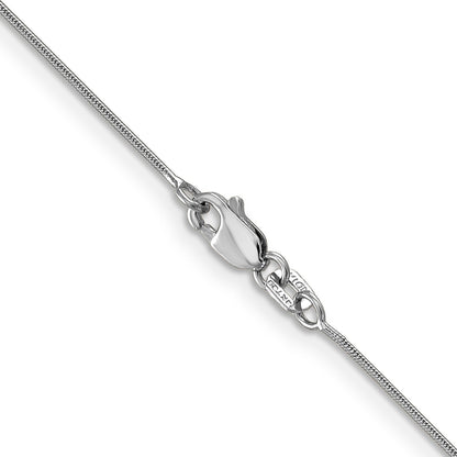 14K White Gold 20 Inch .8mm Round Snake With Lobster Clasp Chain Necklace