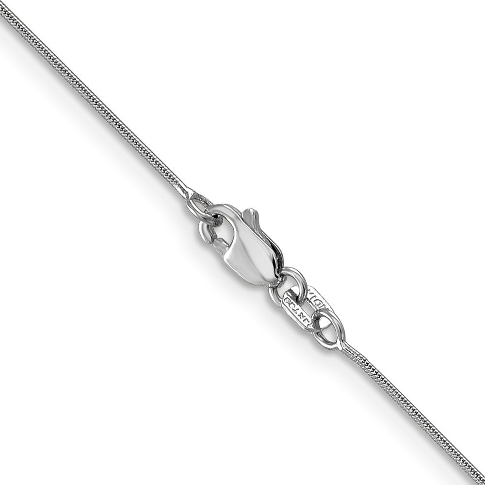 14K White Gold 24 Inch .8mm Round Snake With Lobster Clasp Chain Necklace