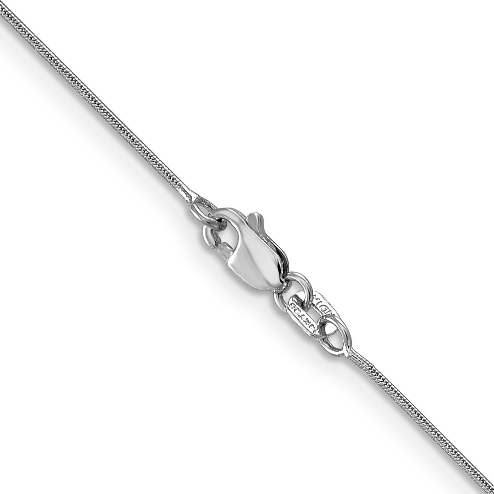 14K White Gold 18 Inch .8mm Round Snake With Lobster Clasp Chain Necklace