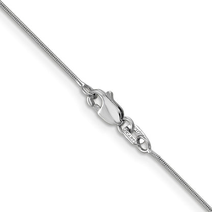 14K White Gold 14 Inch .8mm Round Snake With Lobster Clasp Chain Necklace