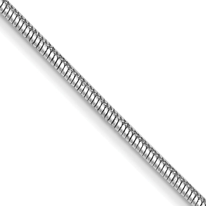 14K White Gold 20 Inch .8mm Round Snake With Lobster Clasp Chain Necklace