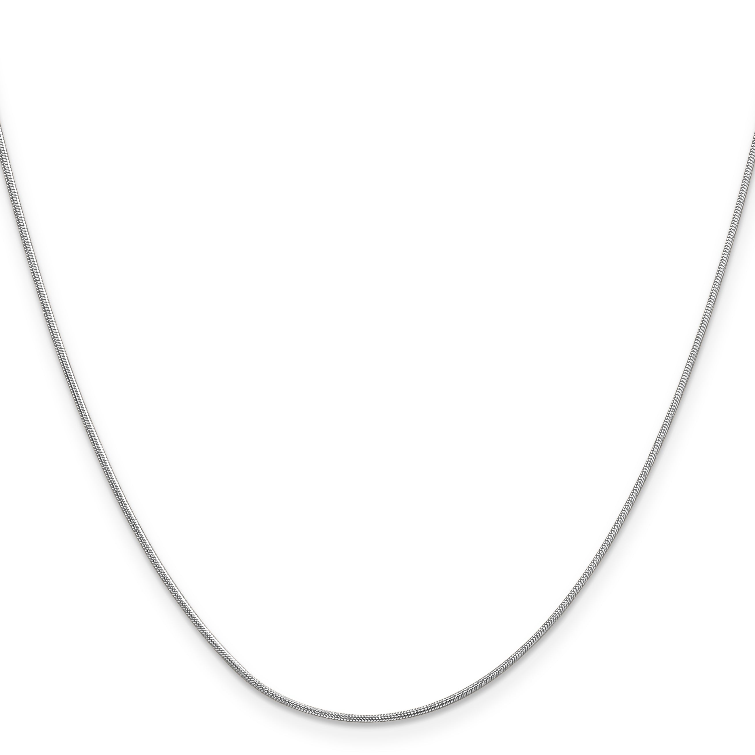 14K White Gold 18 Inch .9mm Round Snake With Lobster Clasp Chain Necklace