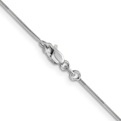 14K White Gold 24 Inch .9mm Round Snake With Lobster Clasp Chain Necklace