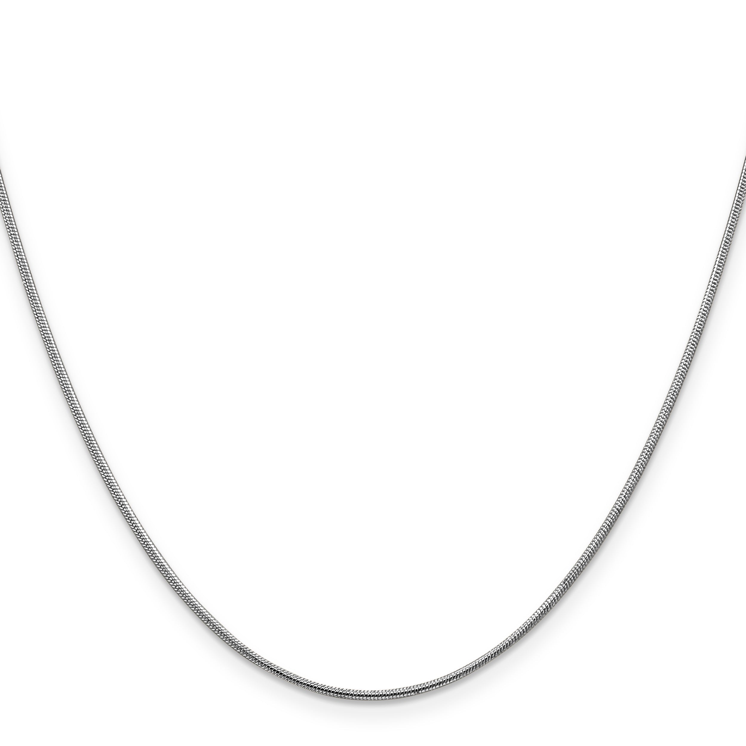 14K White Gold 20 Inch 1.1mm Round Snake With Lobster Clasp Chain Necklace