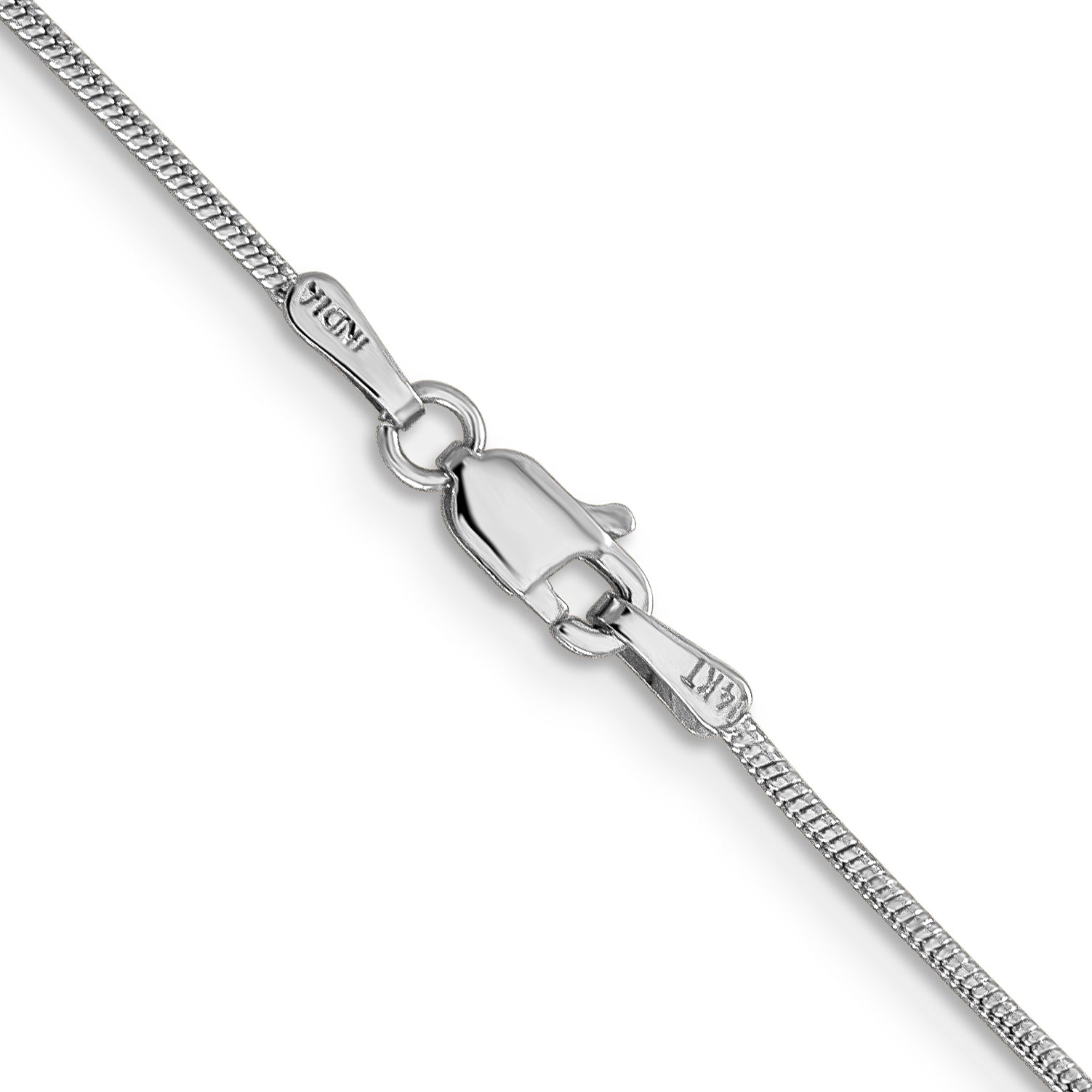 14K White Gold 24 Inch 1.1mm Round Snake With Lobster Clasp Chain Necklace