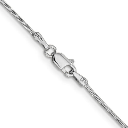 14K White Gold 20 Inch 1.1mm Round Snake With Lobster Clasp Chain Necklace