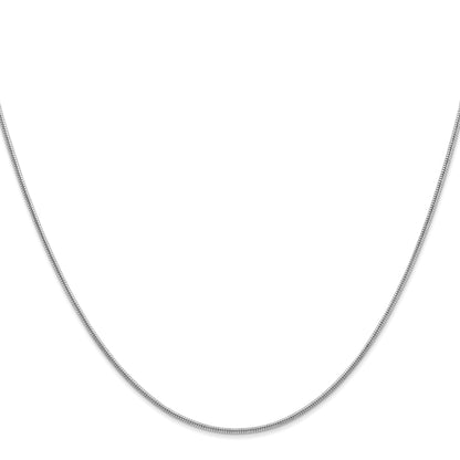 14K White Gold 20 Inch 1.4mm Round Snake Lobster Clasp Chain Necklace