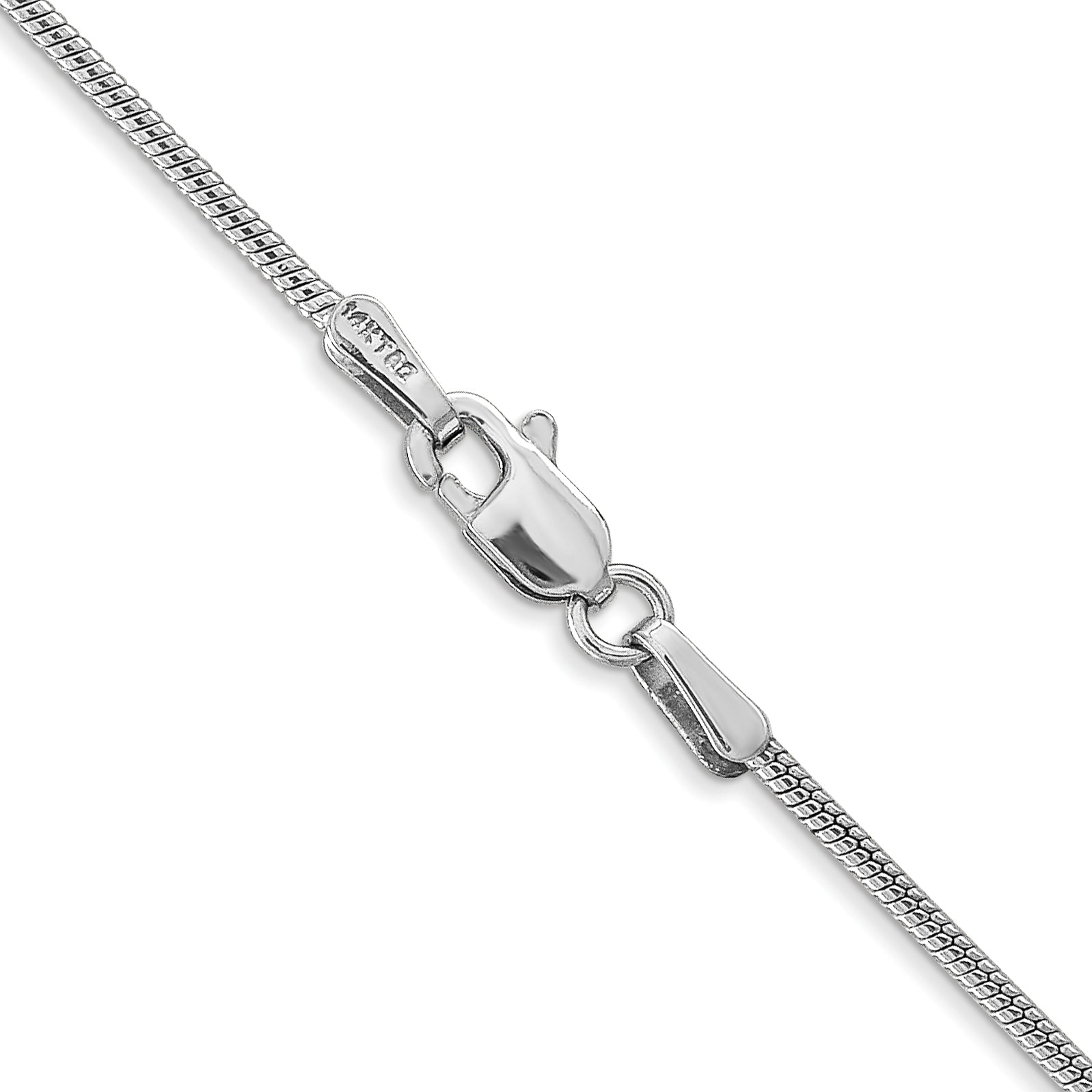 14K White Gold 30 Inch 1.4mm Round Snake Lobster Clasp Chain Necklace