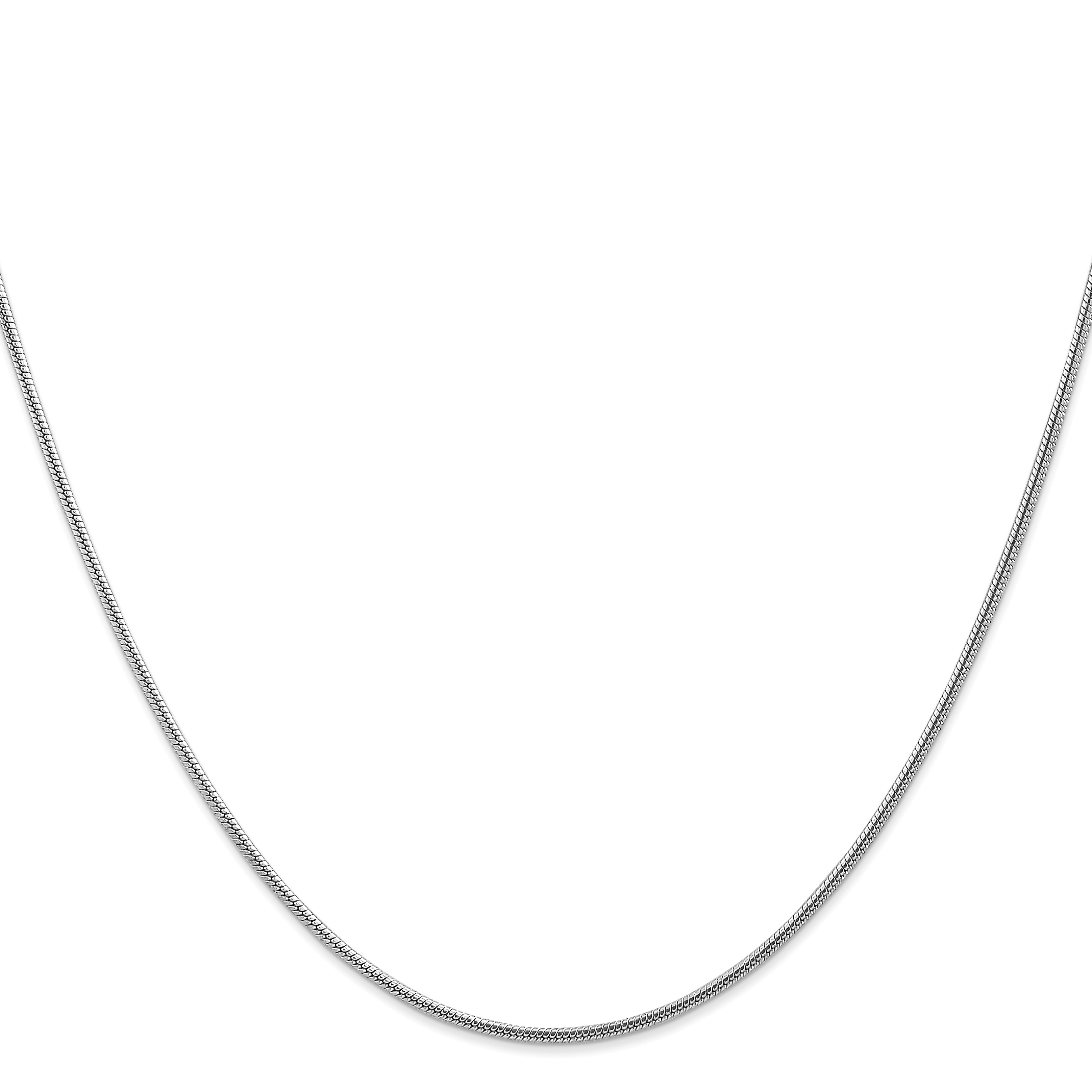 14K White Gold 20 Inch 1.6mm Round Snake Lobster Clasp Chain Necklace