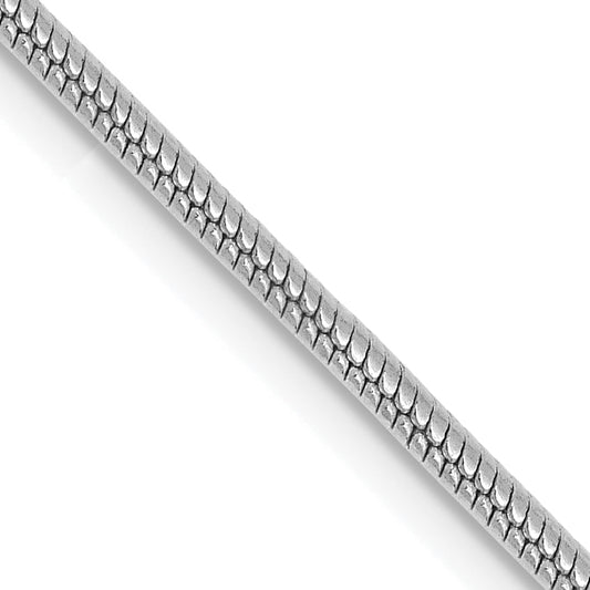 14K White Gold 24 Inch 1.6mm Round Snake Lobster Clasp Chain Necklace