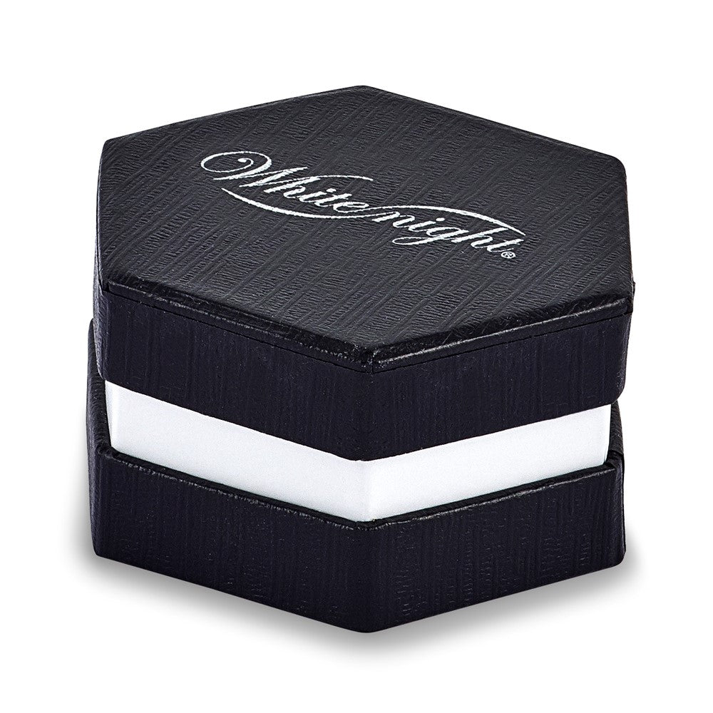 Sterling Silver White Night Rhodium Plated Black Diamond Men'S Band Ring