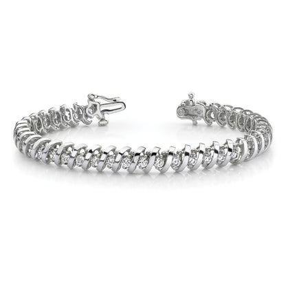 14k White Gold 2 Ct. Lab Grown Diamond VS/SI+ G+ Round Tennis Bracelet