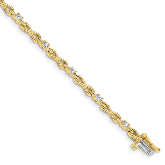 14k Yellow Gold 1/2 Ct. Lab Grown Diamond VS/SI+ G+ Fancy Link Tennis Bracelet