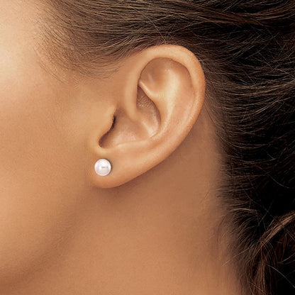 14K Yellow Gold 6-7mm Purple Button Freshwater Cultured Pearl Stud Post Earrings