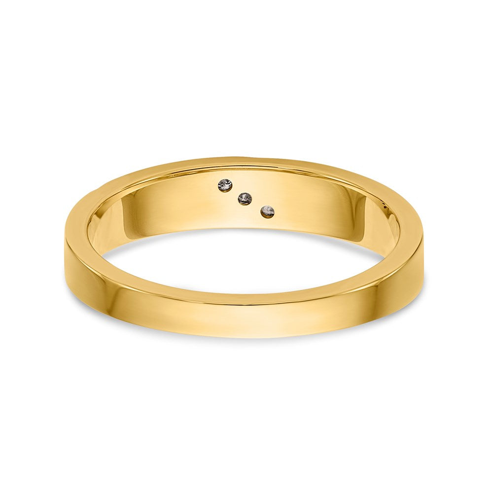 14K Yellow Gold And Rhodium Aa Quality .03 Carat Diamond Trio Ladies Complete Wedding Band