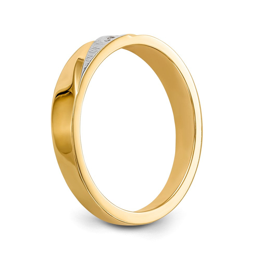 14K Yellow Gold And Rhodium Aa Quality .03 Carat Diamond Trio Ladies Complete Wedding Band