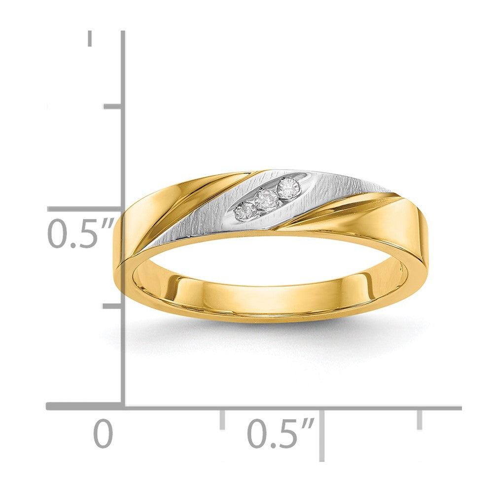 14K Yellow Gold And Rhodium Aa Quality .03 Carat Diamond Trio Ladies Complete Wedding Band