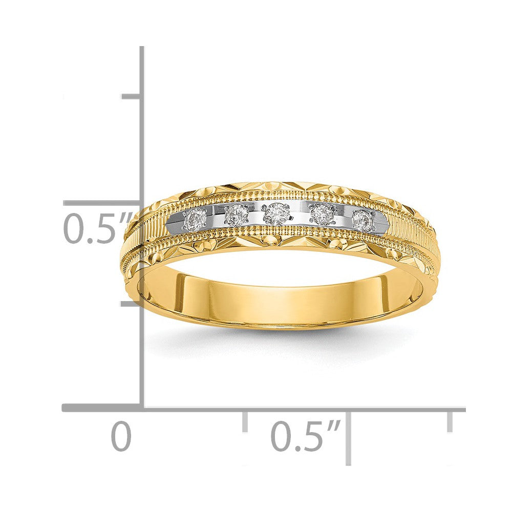 14K Yellow Gold Aa Quality 1/20 Carat Diamond Trio Ladies Complete Wedding Band