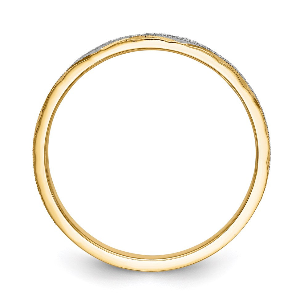 14K Yellow Gold And Rhodium Aa Quality 1/20 Carat Diamond Trio Mens Complete Wedding Band