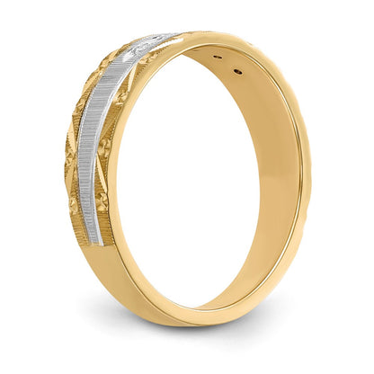 14K Yellow Gold And Rhodium Aa Quality 1/20 Carat Diamond Trio Mens Complete Wedding Band