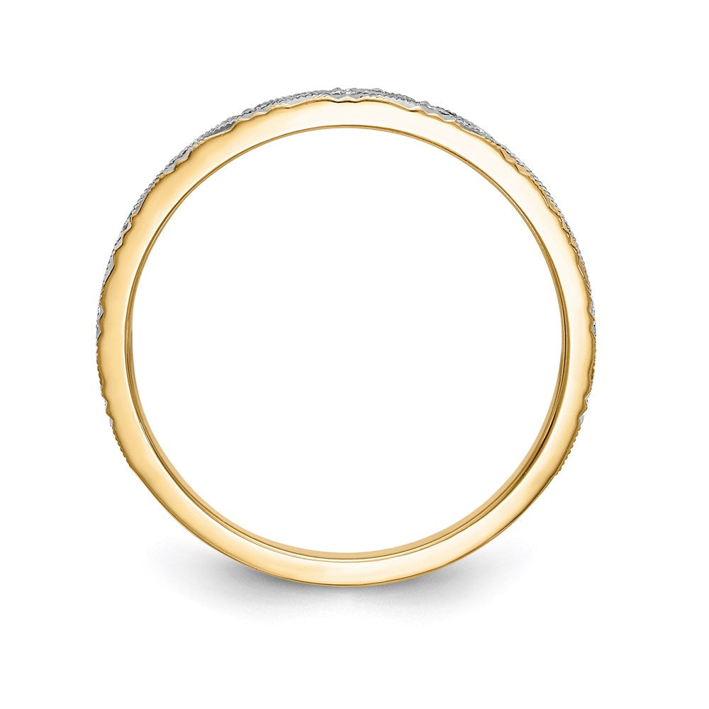 14K Yellow Gold And Rhodium Aa Quality 1/20 Carat Diamond Trio Ladies Complete Wedding Band