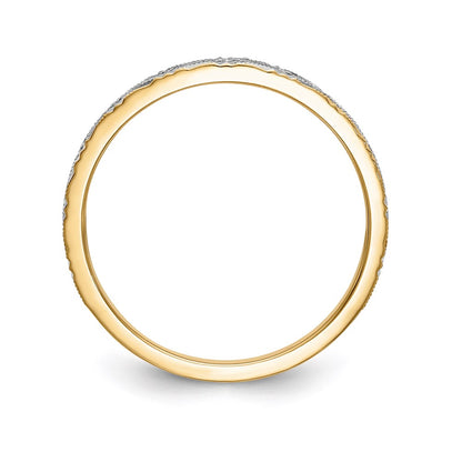 14K Yellow Gold And Rhodium Aa Quality 1/20 Carat Diamond Trio Ladies Complete Wedding Band