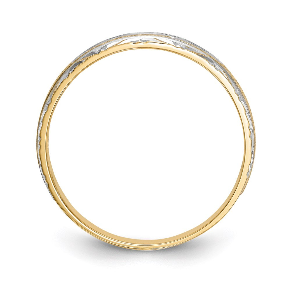 14K Yellow Gold And Rhodium Aa Quality 1/20 Carat Diamond Trio Mens Complete Wedding Band