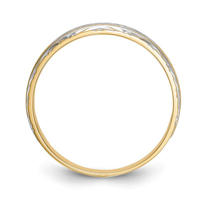 14K Yellow Gold And Rhodium Aa Quality 1/20 Carat Diamond Trio Mens Complete Wedding Band